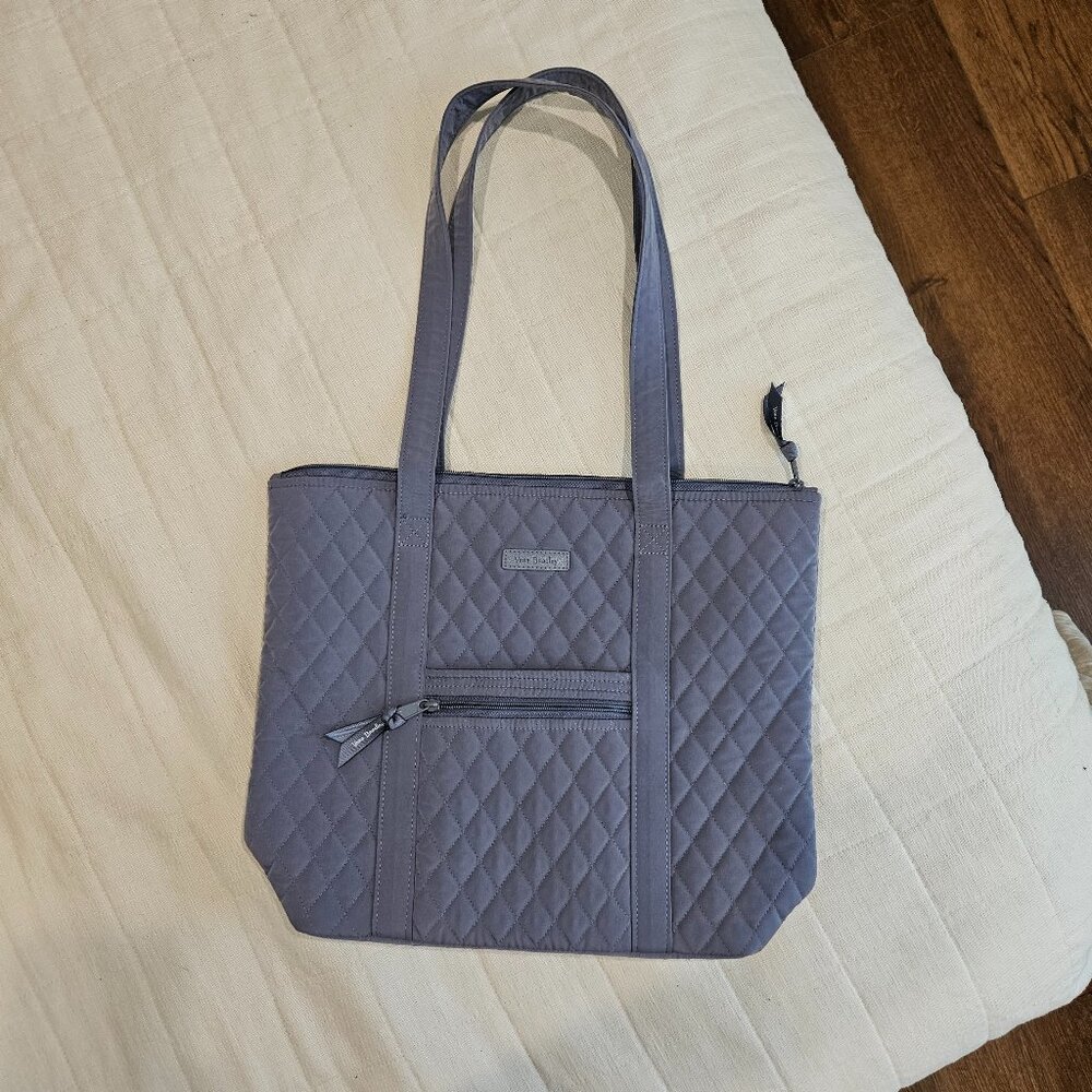 Vera Bradley Microfiber Small Vera Tote Bag - Gray
